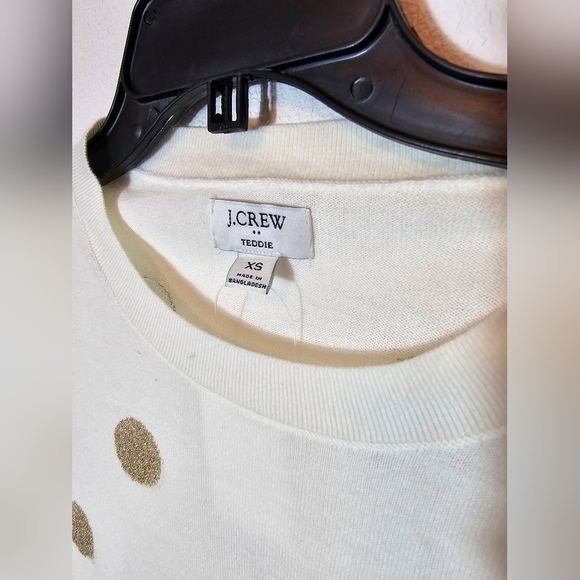 J.Crew Teddie White With Gold Polka Dots Sweater Women's Size XS NWT - Picture 3 of 8